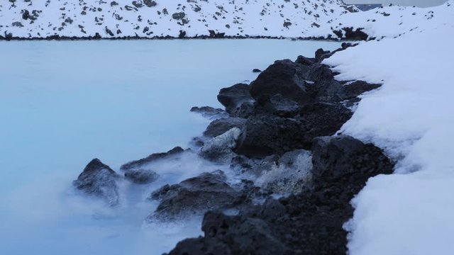 Iceland Blue Lagoon Geothermal Hot Spring Rocks And Sulfur Water In Winter 2