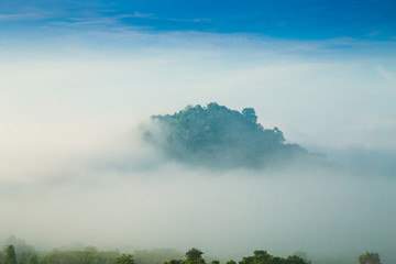 fog and cloud mountain valley landscape, Thailand
