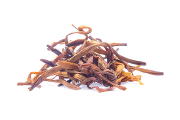 dried day lily flower isolated on white