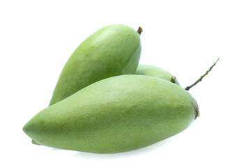 green mango on white background