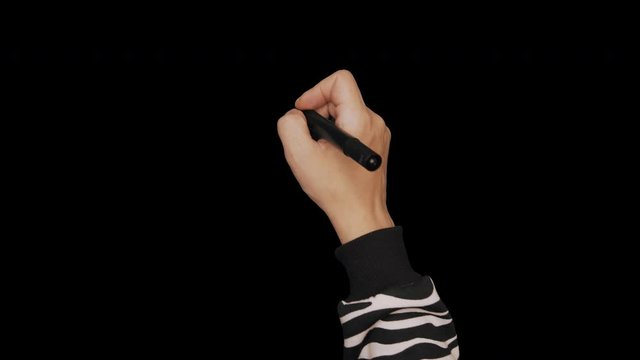 Teenager in pullower hand Gestures with Pen, Pencil, Stamp, Signature