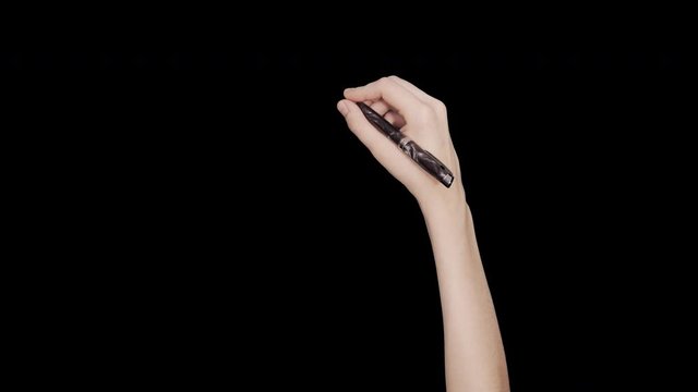 Naked Hand Woman with White Skin Writing Pen, Pencil Eraser, Stamp, Signature