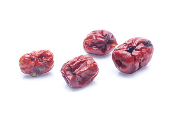 Dried red date or Chinese jujube isolated on white background