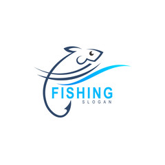 Fishing logo vector, Blue marlin fish icon logo illustration vector