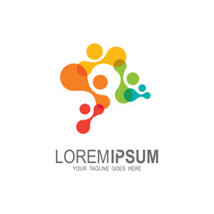 People care logo template, Abstract family icon. Together symbol. Vector logo, colorful symbol