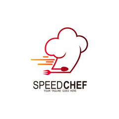 Chef hat logo design vector,  Food Logo, Linear Vector Illustration