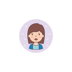 Isolated girl cartoon icon detailed design