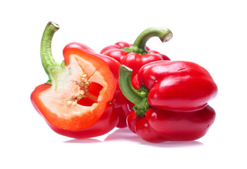 Red sweet pepper isolated on a white background