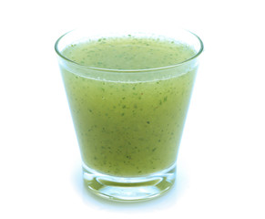 kiwi smoothie isolated on white background  in glass