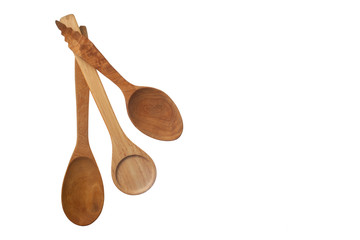 wooden ladle on white background
