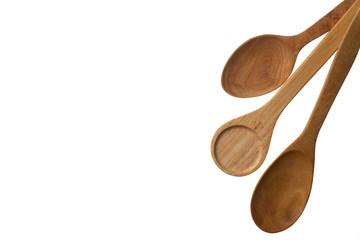 wooden ladle on white background