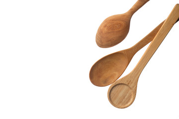 wooden ladle on white background