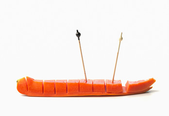 fresh papaya thai fruit on white background isolate  