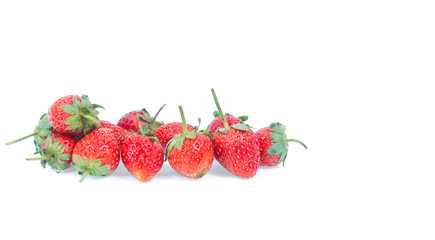 Strawberries with leaves. Isolated on a white background