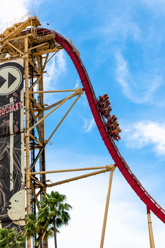 Rollercoaster at Universal Studions Orlando Florida, USA. Travel Illustrative Editorial Image. 