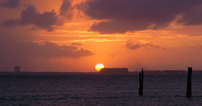 Cancun Skyline at Sunset, View from Isla Mujeres, Quintana Roo, Mexico