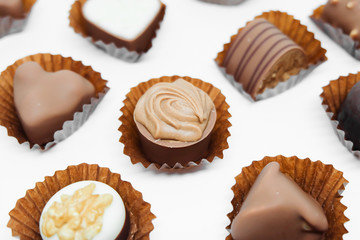 Fancy chocolate candies isolated on white