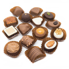 Fancy chocolate candies isolated on white
