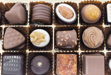 Fancy chocolate candies isolated on white