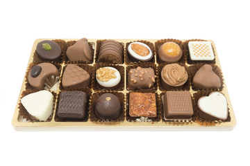 Fancy chocolate candies isolated on white