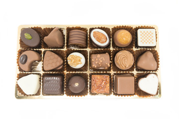 Fancy chocolate candies isolated on white
