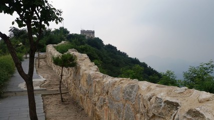 Foggy mountain view park scenery