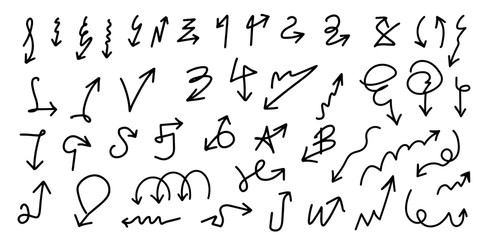 Sketch arrow vector set. Hand drawn arrows, mark point icon design collection for business and education design element. 