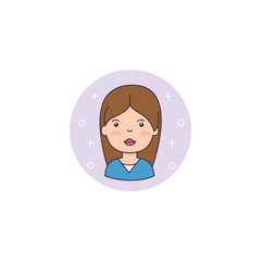 Isolated girl cartoon icon detailed design