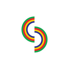 letter cc rainbow stripes logo vector