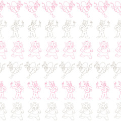 Vector white horizontal anthropomorphic characters seamless pattern background