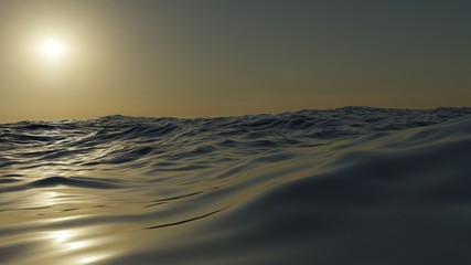 海を照らす夕日