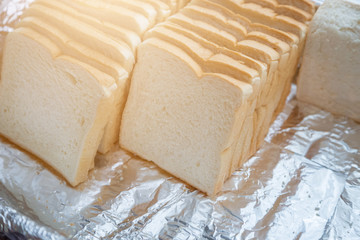 Bread sheet on dish breakfast