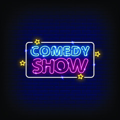 Comedy Show Neon Signs Style Text Vector