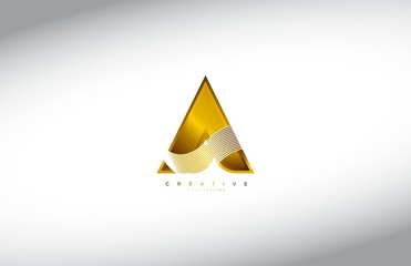 Fototapeta premium Golden Letter A Modern Stylized Font Logotype