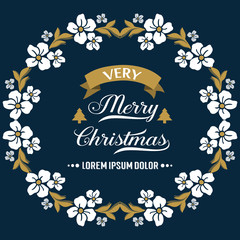Concept for banner of very merry christmas, with vintage leaf flower frame pattern. Vector