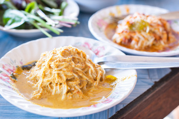rice noodle with fish curry sauce
