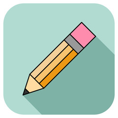 Pencil icon vector in flat style with black outline. Office and school icons for mobile and  web-design.