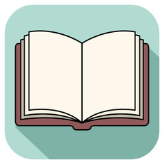 Book icon vector in flat style with black outline.