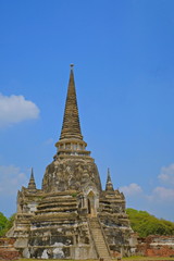 Fototapeta premium The ancient pagoda in Thailand with blue sky background