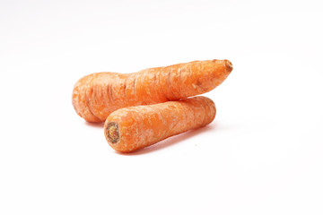 Two fresh carrot - isolated white background - vegetable - 