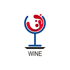Wine glass logo, Wine logo design template. Vector illustration of icon