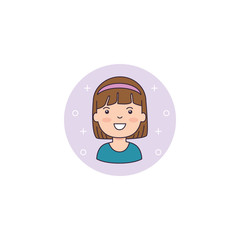 Isolated girl cartoon icon detailed design