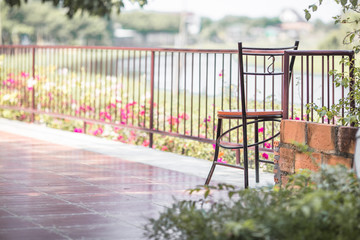 Blurred chair background view, Modern design Available to customers in resorts, accommodations or at rest stops along the way in the park