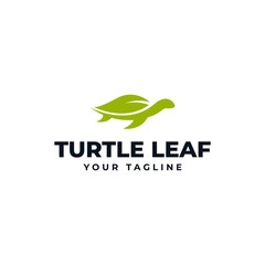 Simple Sea Turtle and Nature Leaf Eco Logo Design Template
