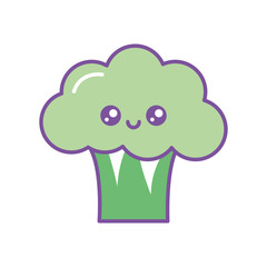 Isolated kawaii broccoli fill design