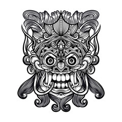 Traditional Balinese mask of the terrible mythical defender