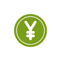 Isolated coin icon green silhouette design