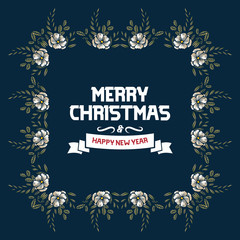 Template for greeting card of christmas happy holiday, with perfect wreath frame. Vector