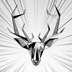 Vector. Abstract polygonal the head of a deer. Geometric linear animal