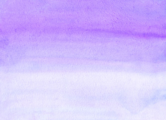 Watercolor violet ombre background texture. Brush strokes on paper. Aquarelle purple gradient backdrop.